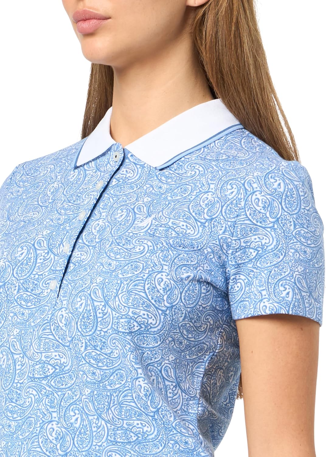Nautica Women's Polo Short Sleeve Button Placket Polo