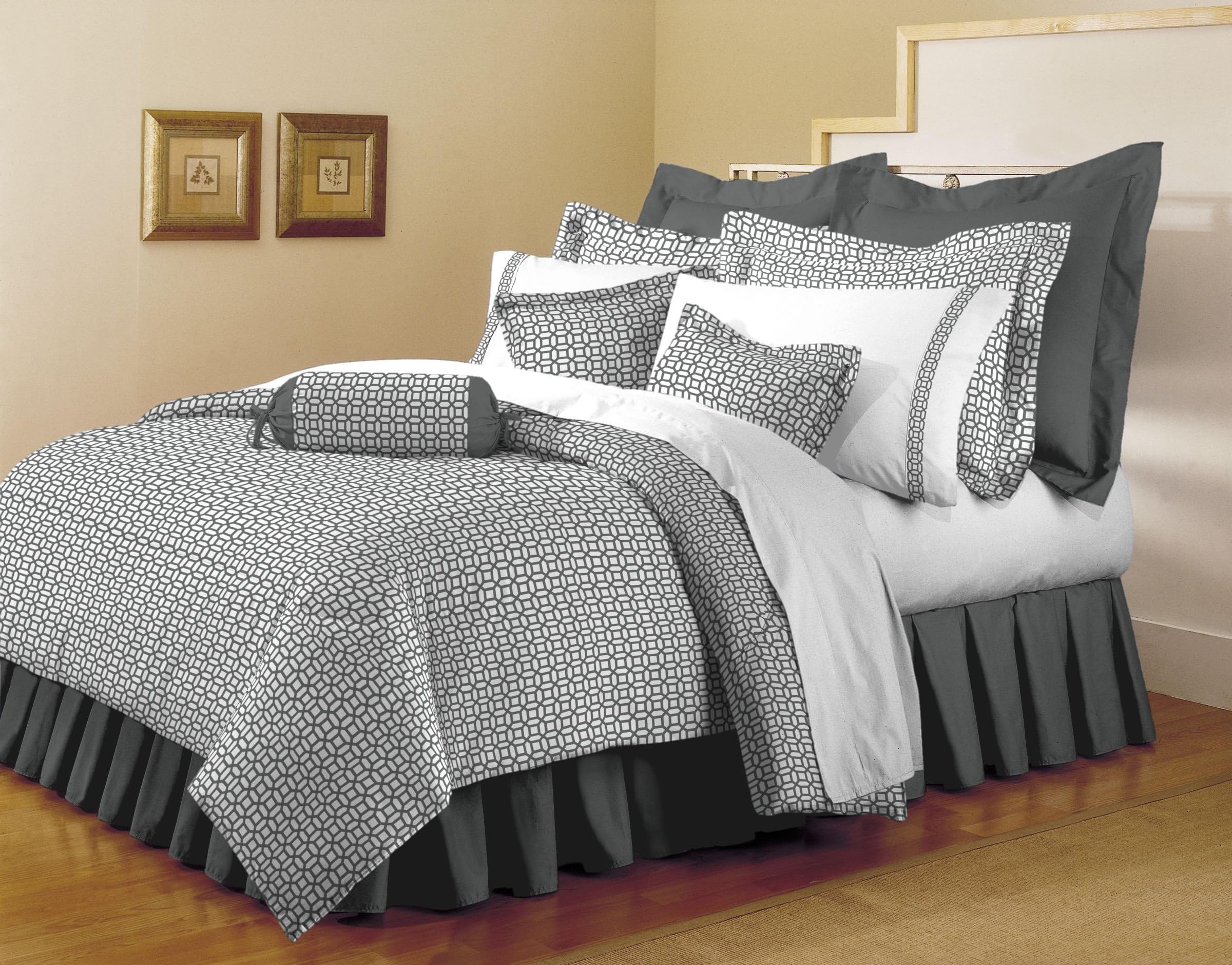 Duvet Cover Set - Coin Print 1800 Thread Count Ultra-Soft Premium Collection, Wrinkle Resistant Bedroom Linen Set, 100% Soft Brushed Microfiber Duvet Cover Set Twin/TwinXL, Grey