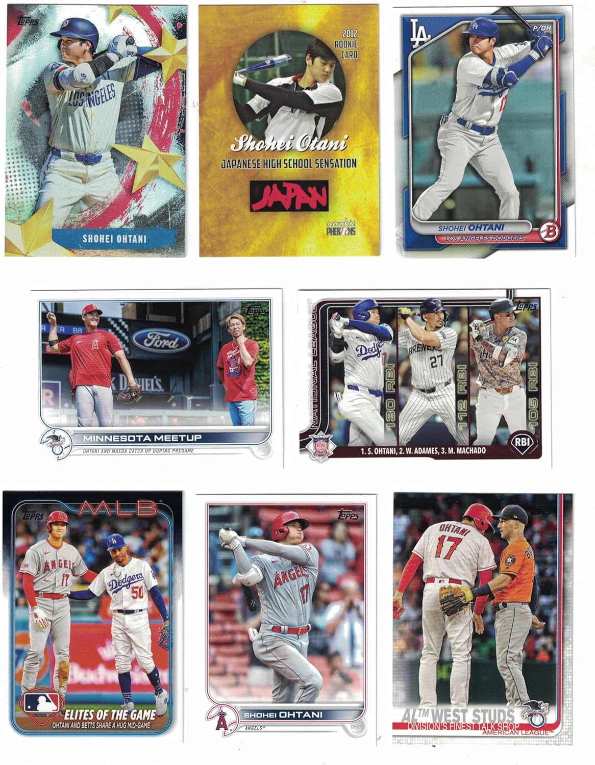 Shohei Ohtani Baseball Cards - (10) Card Lot! All Different with Topps, Bowman, Art Cards and more! Dodgers! / Angels!