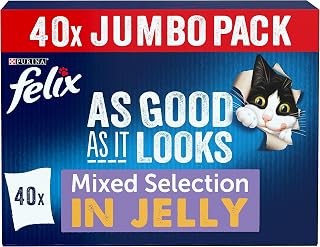 Felix As Good As It Looks Adult Wet Cat Food Mixed Selection in Jelly Variety 40 x 100g Pouches