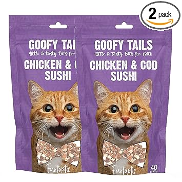 Goofy Tails Chicken & Cod Sushi Treats for Cats and Kittens - 40 Grams (Pack of 2)