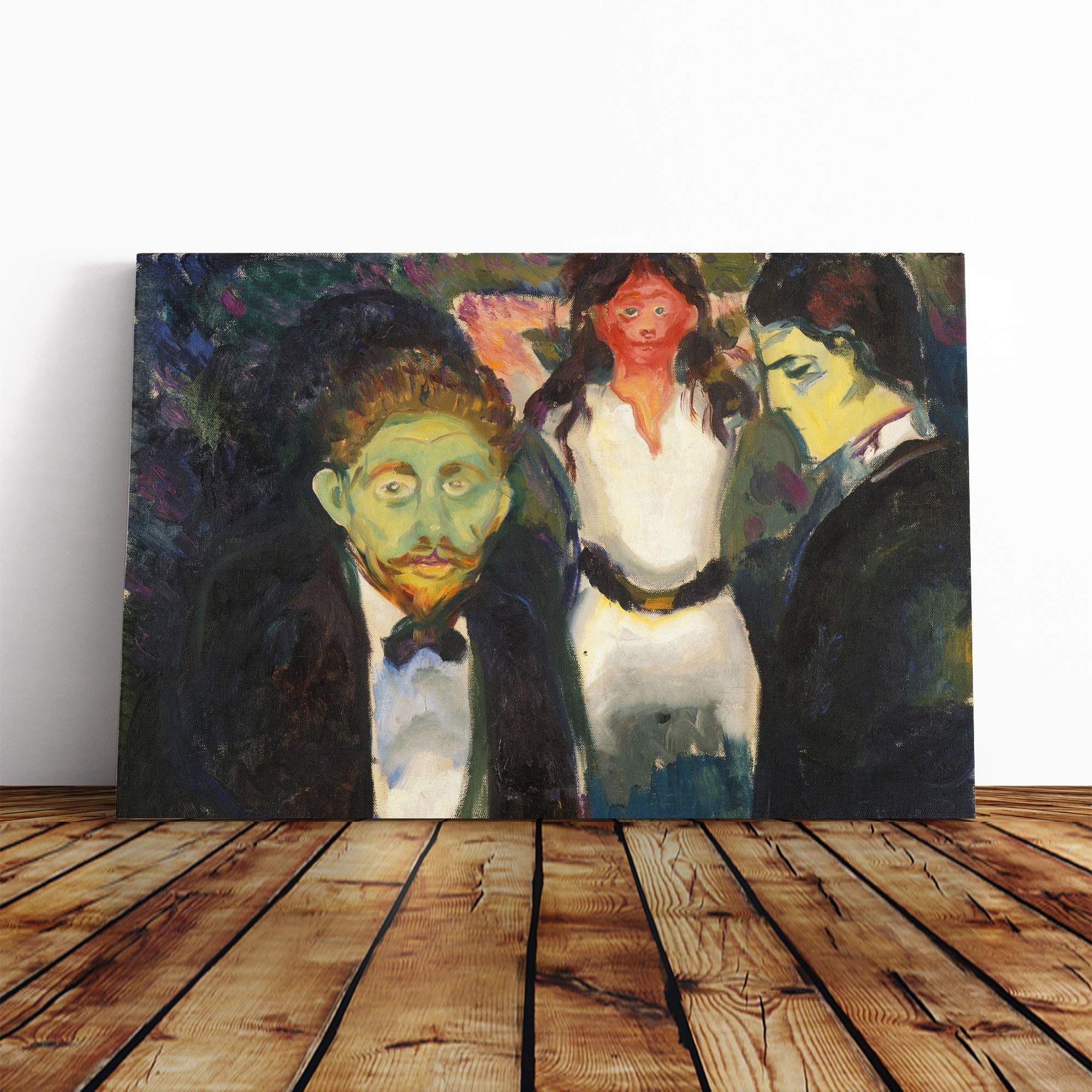 Edvard Munch Jealousy Canvas Print | Gallery Wrapped 30mm Frame Wall Art | 20x14 inches | Ready to Hang | Modern Picture | Living Room Bedroom Lounge Office