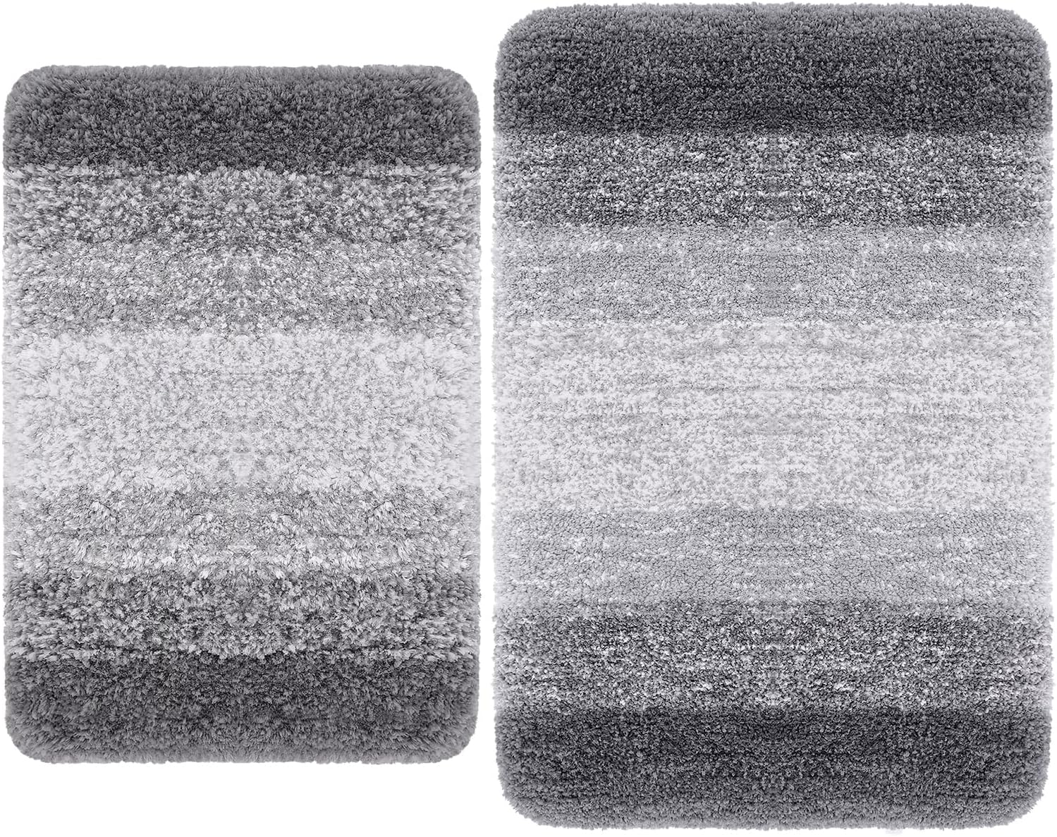 Arotive Microfiber Bathroom Rugs 2 Pieces, Bath Rug Size 24x16 and 30x20 in Grey, 2 Item Bundle