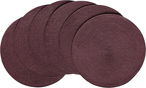 Miniatura 13 de HODJOY Juego de 6 manteles individuales redondos tejidos para mesa de comedor, manteles individuales lavables antideslizantes para Navidad, 15 Tango