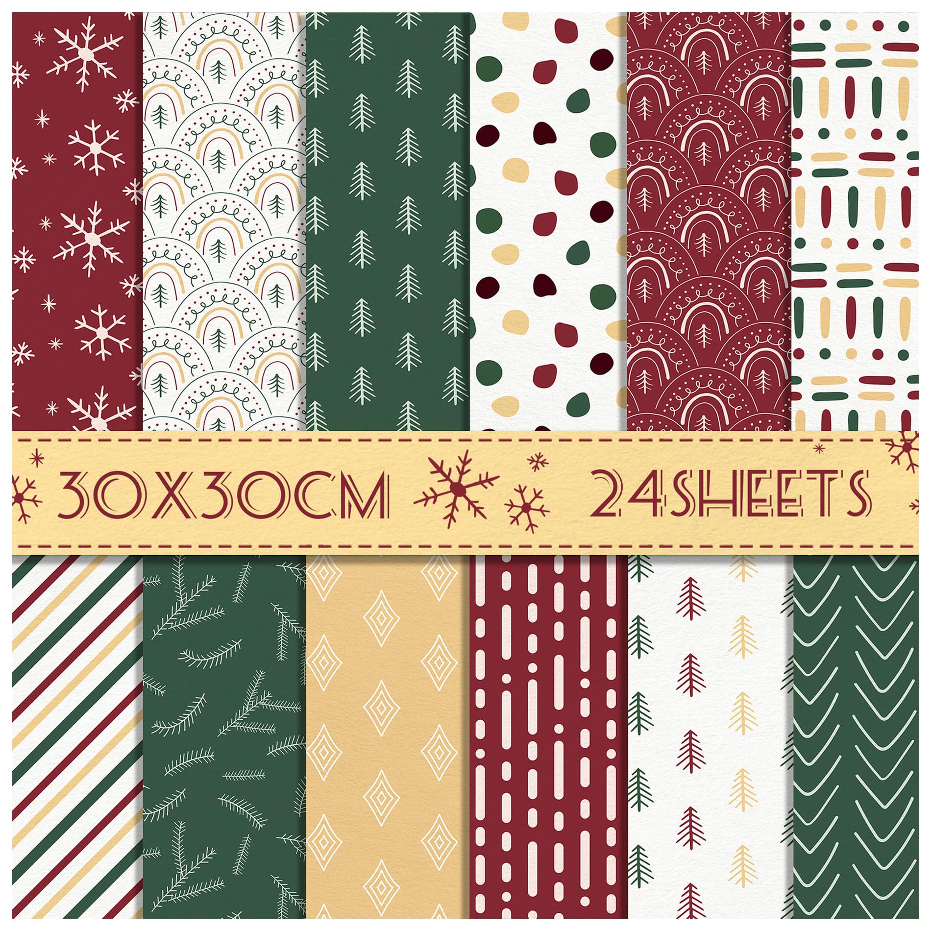 Papier do scrapbookingu, 24 arkusze 12"x12" dwustronnego papieru kartonowego, papier wzorzysty, 160 g/m2 ciężki papier dekoracyjny do dekoracji albumów ze zdjęciami(7)