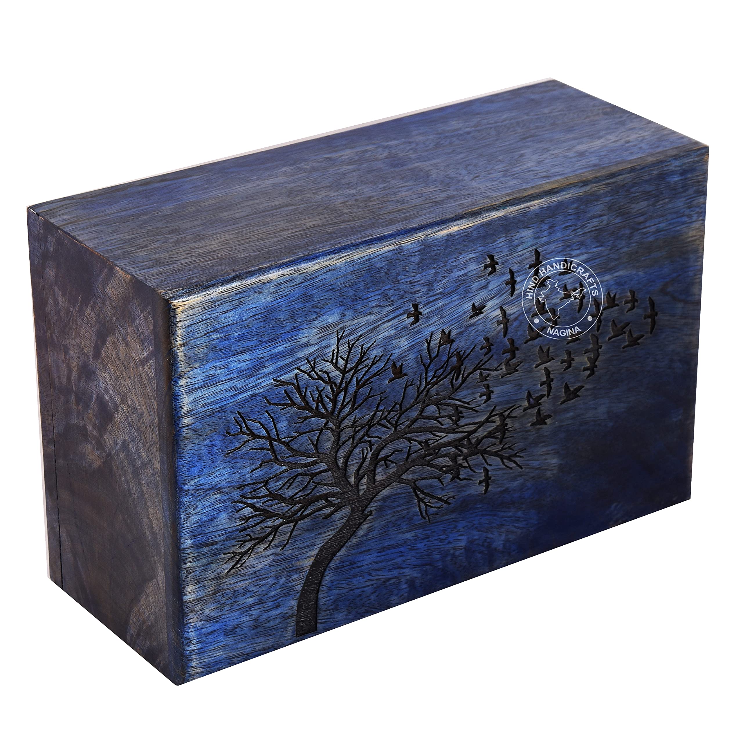 Hind Handicrafts Genuine Wooden Urn Box for Human Ashes – Handcrafted Cremation Urn with Lid – Memorial Keepsake Funeral Urn for Adults – Premium Wood Box‎(11.43 x 27.94 x 17.78 cm) — image 1