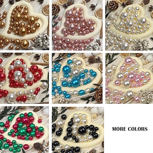Miniatura 6 de Maiangel 120 piezas de jarrón de perlas sintéticas, jarrón de perlas de maquillaje, sin agujero, cuentas de perlas brillantes de varios tamaños,