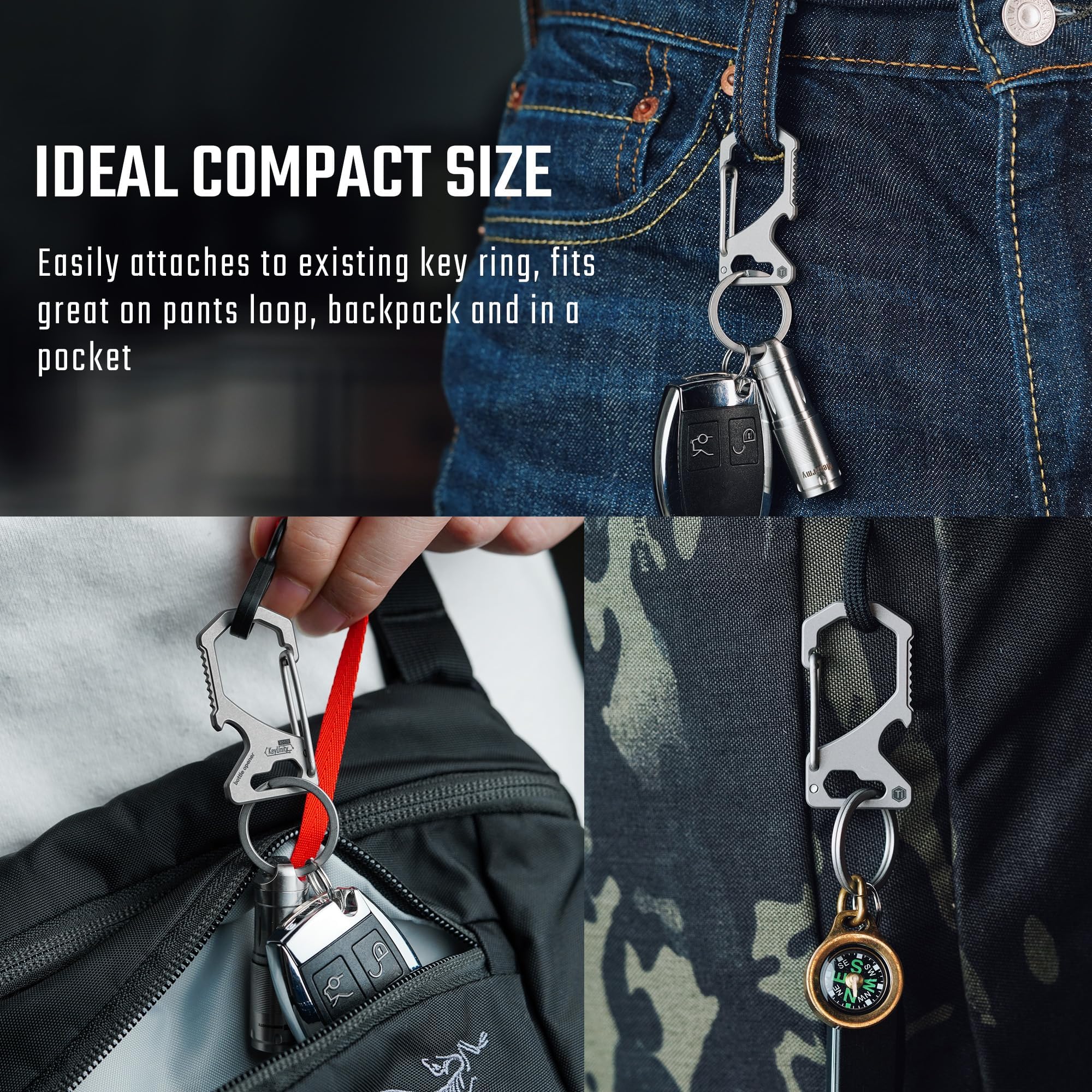 KeyUnity Keychain Carabiner Clip, Anti-Lost Quick Release Titanium Key Holder, 2 inch Key Organizer Heavy Duty for Men & Women(KM05) - Image 4