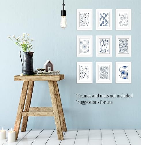 Miniatura 2 de Mid Century Modern Wall Art Prints - Botanical Abstract Pattern Wall Decor - Collage Set of 9  5x7 - Unframed (Blue)