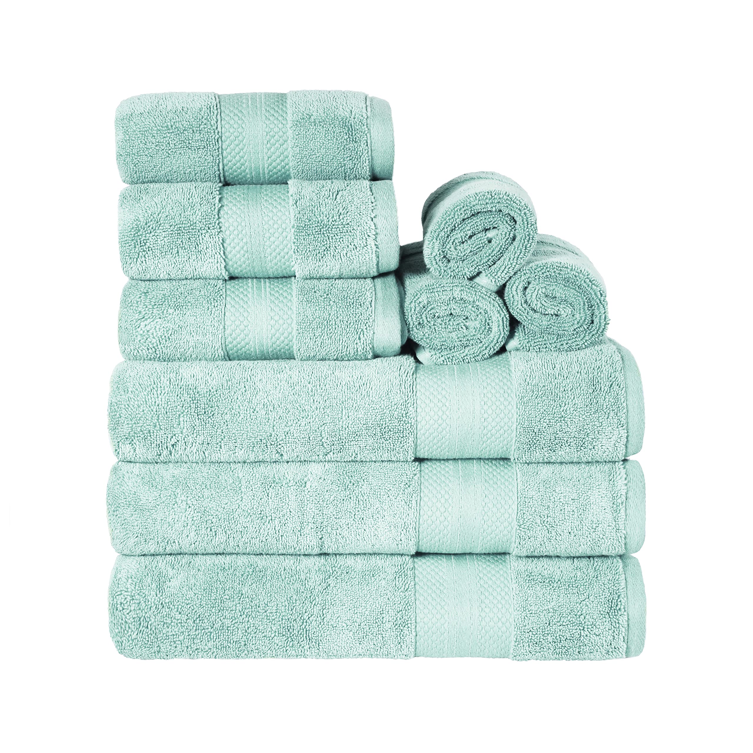 Superior Turkish Cotton 9-Piece Towel Set, 3 Bath, 3 Hand, 3 Face Towels for Home, Bathroom Essentials, Hotel, Resort, Spa, Shower, Adult, Kids,