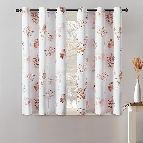 Miniatura 10 de XTMYI 2 paneles de cortinas de guardería para niña, 80% opacas, estampado de acuarela neutra con estampado floral, cortinas bohemias para dormitorio
