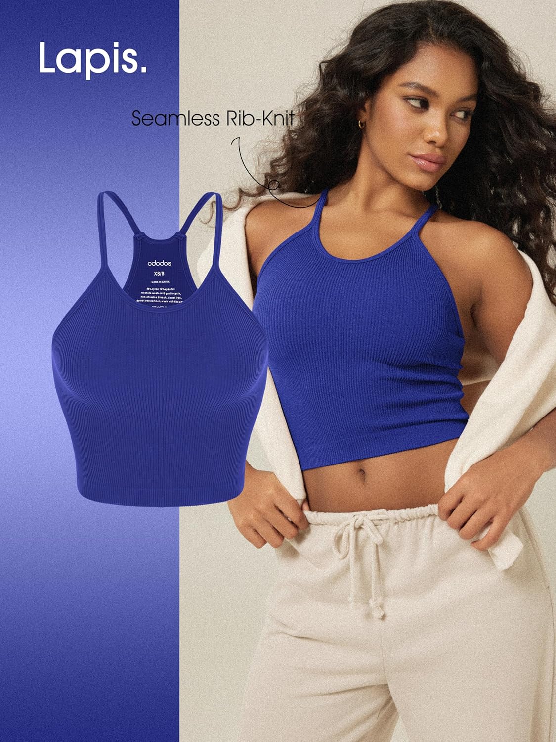 ODODOS Women's Crop 3-Pack Seamless Rib-Knit Camisole Crop Tank Tops - Image 5