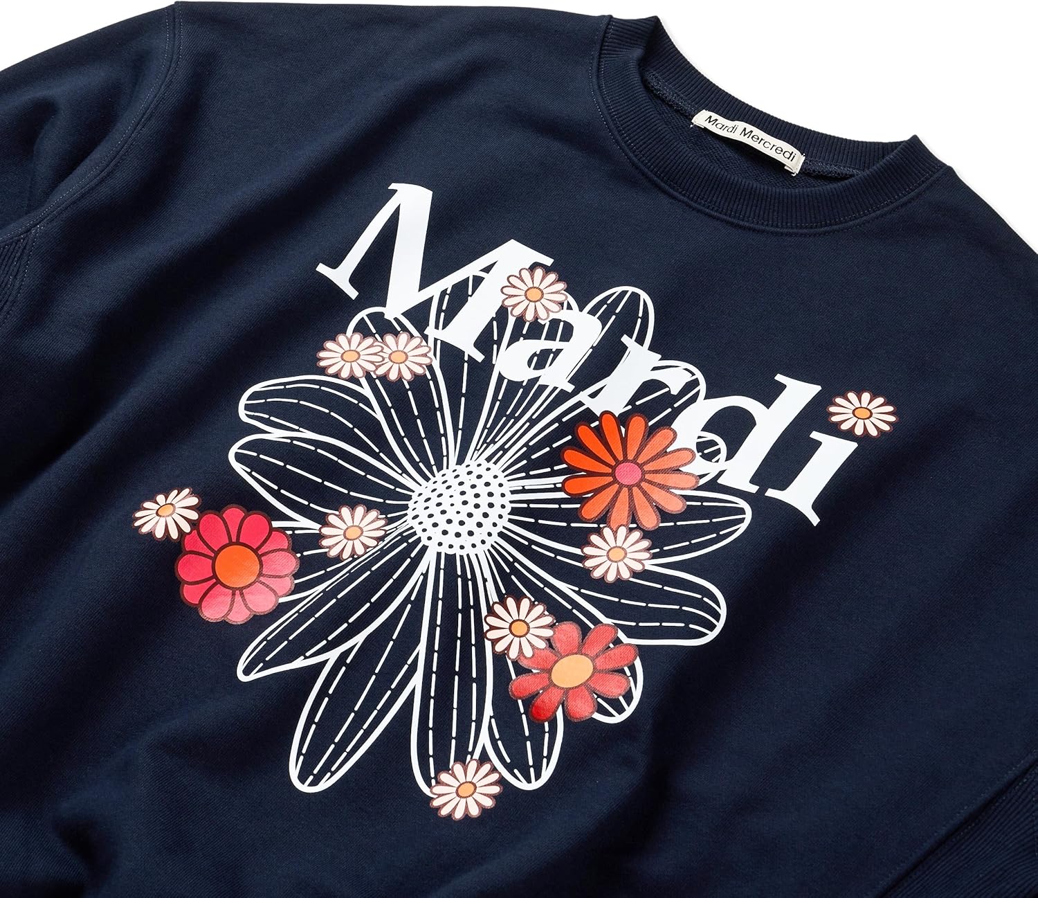 Women's FLOWERMARDI BLOSSOM Graphic Sweatshirt, 100% Cotton, Relaxed Fit Crewneck, Colorful Floral Print - Image 4