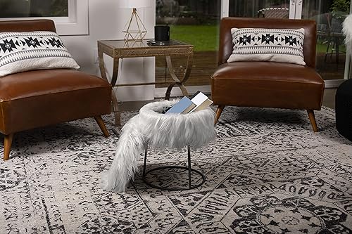 Miniatura 5 de BIRDROCK HOME Taburete redondo de piel sintética con almacenamiento, asiento de maquillaje esponjoso con patas de metal, reposapiés acolchado suave