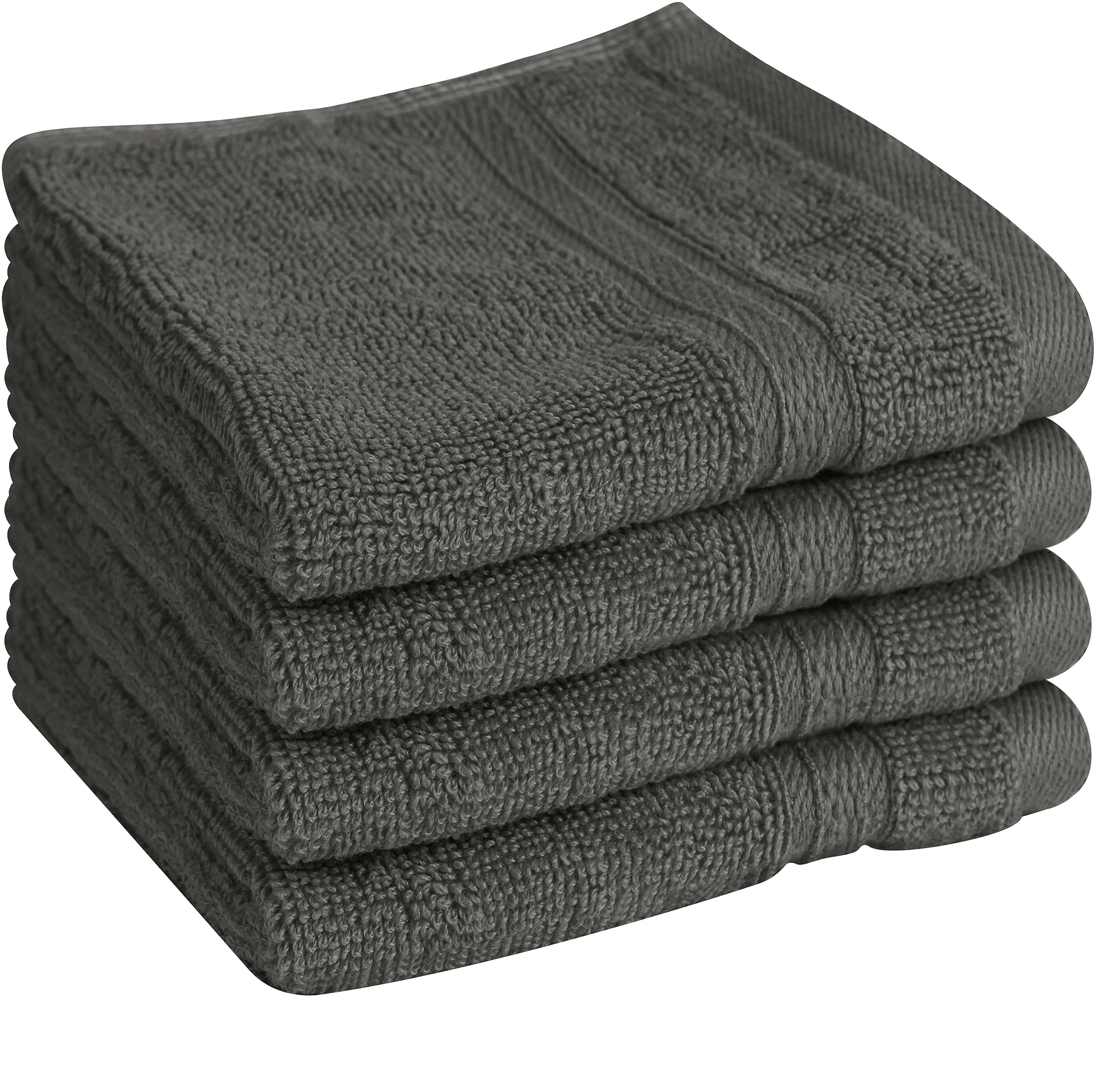 Towel and Linen Mart 100% Cotton - Wash Cloth Set - Pack of 4, Quick Dry, Luxurious, Highly Absorbent and Soft Feel Premium Spa & Hotel Perfect for