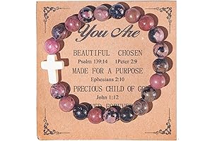 Healing Natural Stone Cross Beads Stretch Bracelet for Teen Girls Under $5
