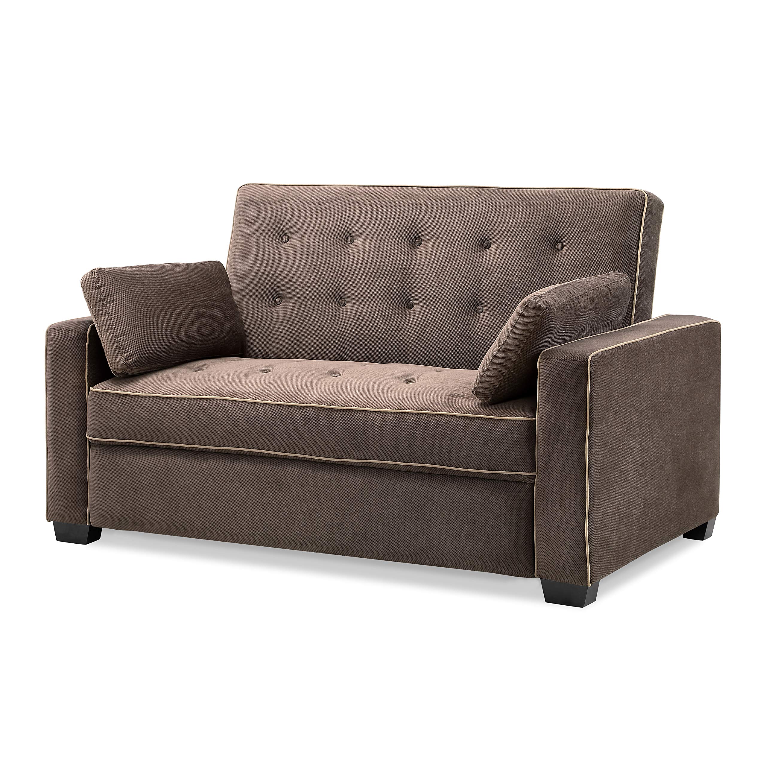 Serta Ainsley Loveseat with Pull Out Sleeper Microfiber Java Queen