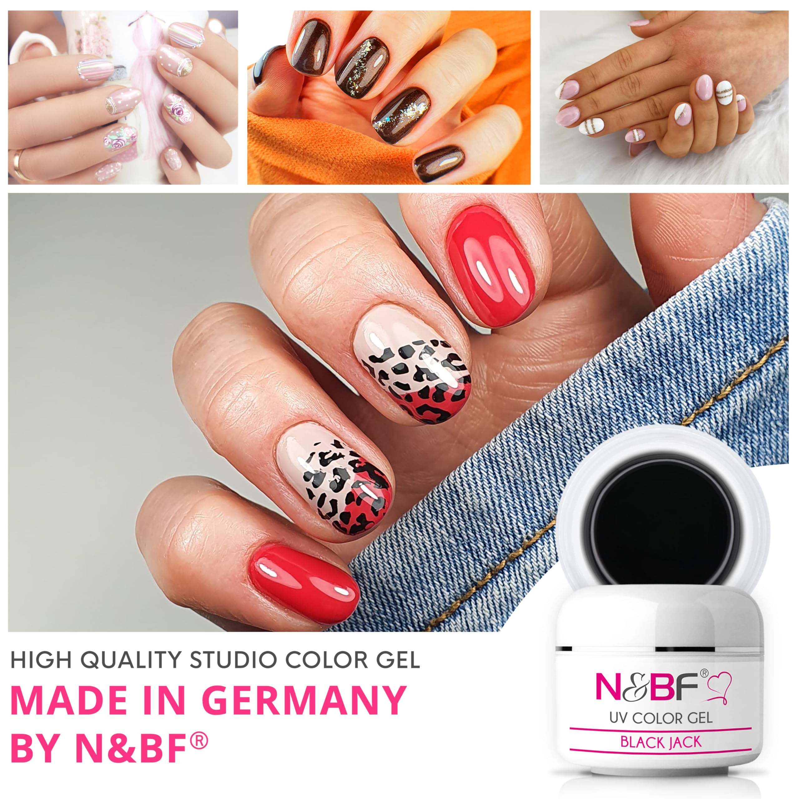 NAILS FACTORY UV Farbgel 5 ml | Black Jack (Schwarz) | Colourgel deckend mittelviskos | Color Gel für Gelnägel | Made in Germany | Nageldesign Farbgele | selbstglättend ohne Säure - 4