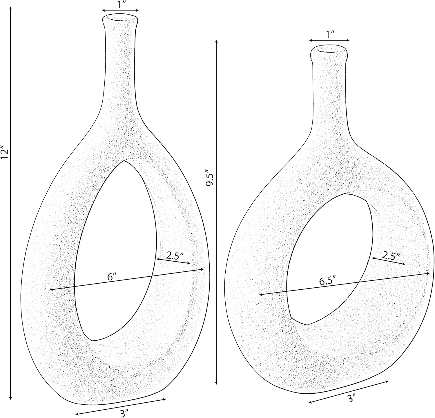 Uniquewise Contemporary White Ceramic Unique Shaped Flower Table Vase Centerpiece, Set of 2, (QI004363.2.WT)