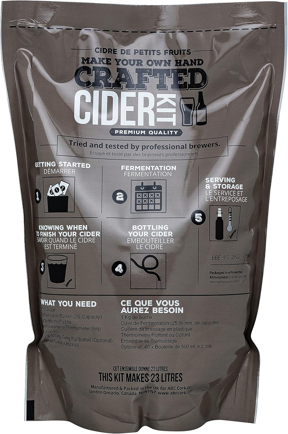 ABC Crafted Series Cider Making Kit | Hard Cider Making Ingredients for Home Brewing | Yields 6 Gallons of Hard Cider| (Pear)