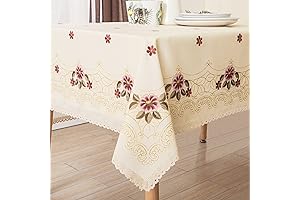 Delicate Floral Lace Tablecloths for 6-Seater Tables