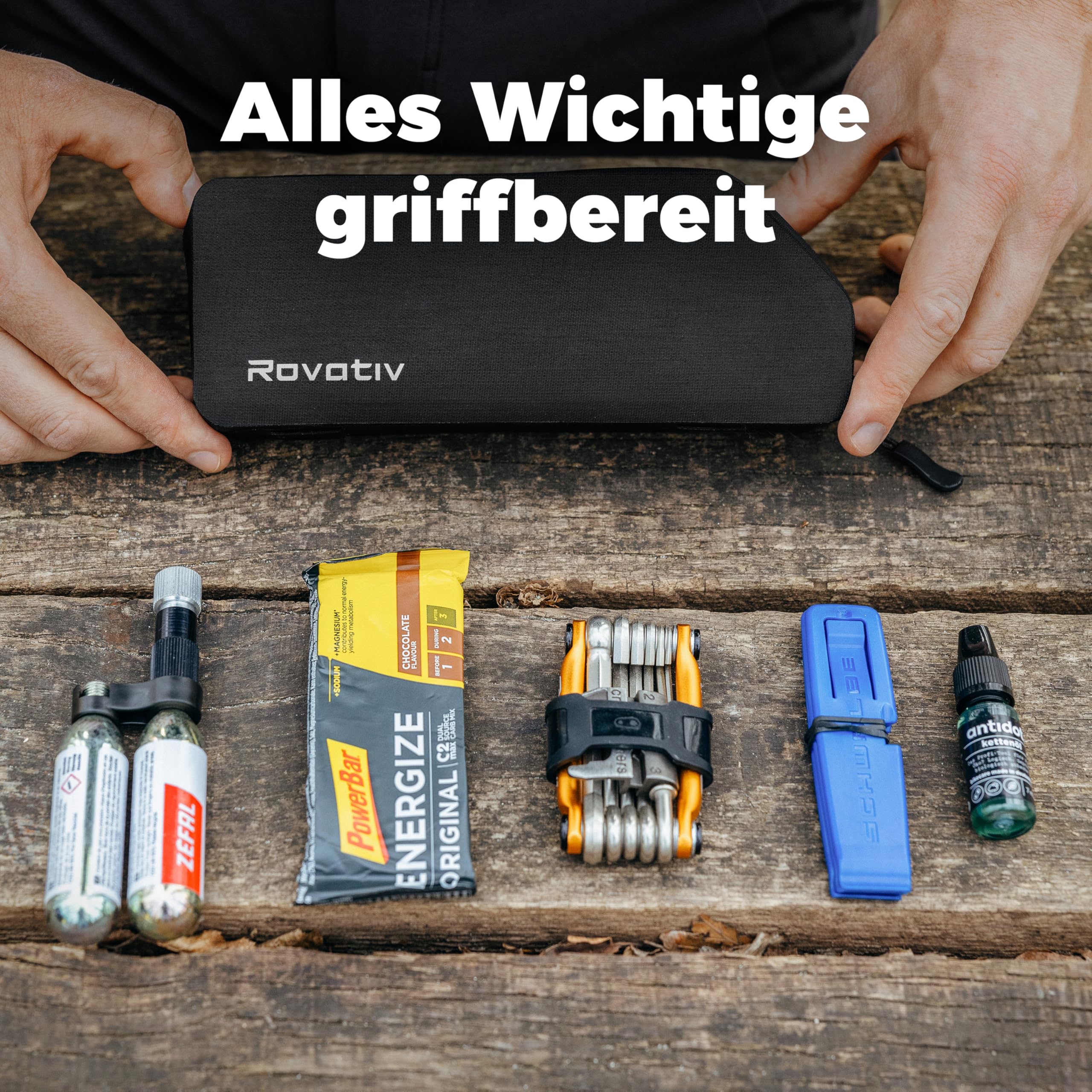 Rovativ® Bikepacking Oberrohrtasche [0,8 Liter] 100% Wasserdicht – anschraubbar & wasserdicht – Gravelbike