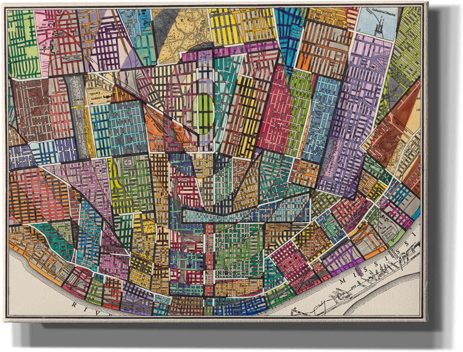 Epic Graffiti 'Modern Map of St. Louis' by Nikki Galapon Canvas Wall Art, 16"x12"