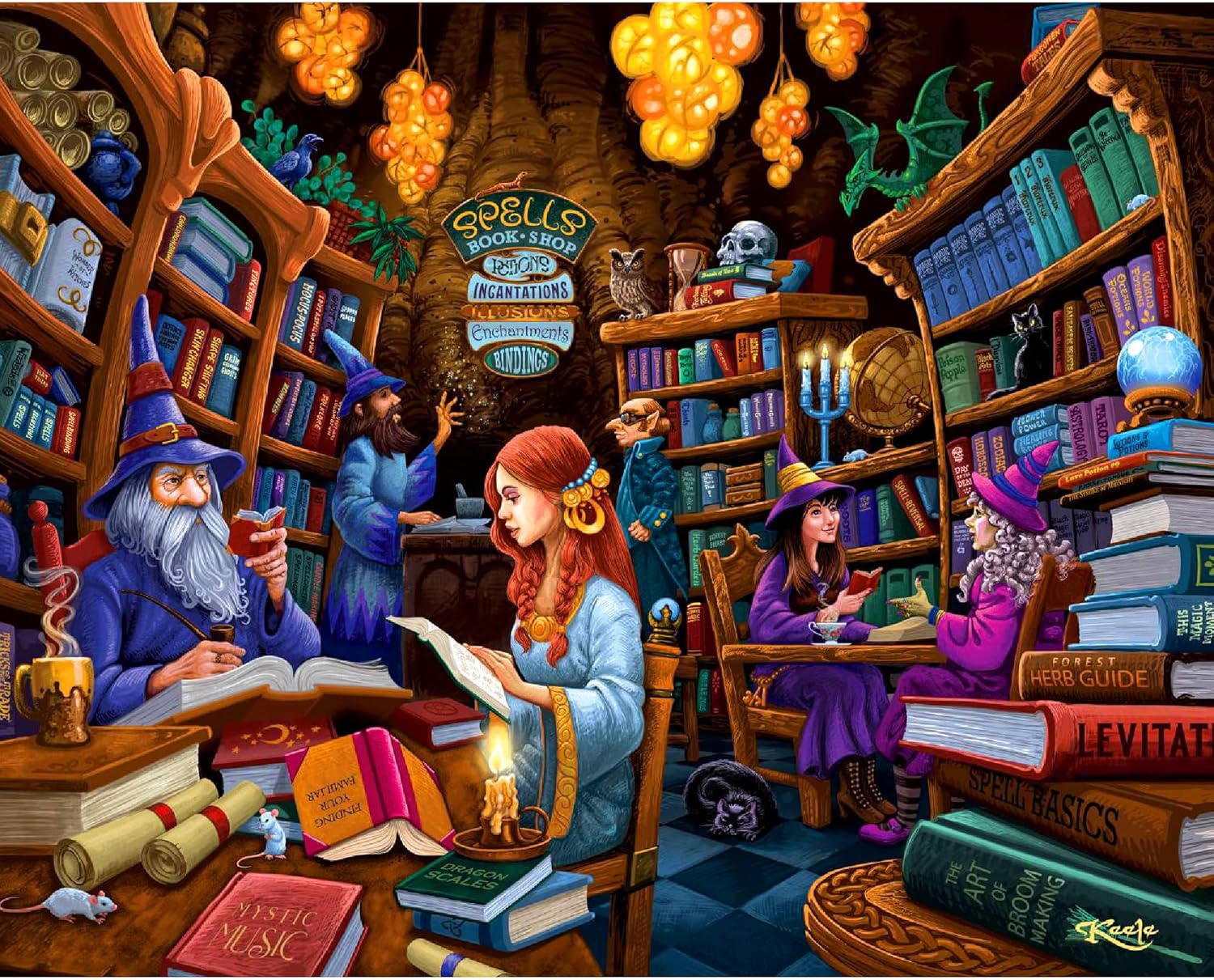 Boardwalk Puzzles Spellbook Shop - 500 Piece Jigsaw Puzzle for Adults, Made in USA
