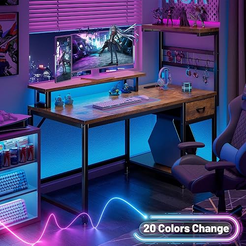 Miniatura 5 de EnHomee Escritorio para computadora de 40" con cajón y estantes de almacenamiento, escritorio de oficina en casa con soporte para monitor,