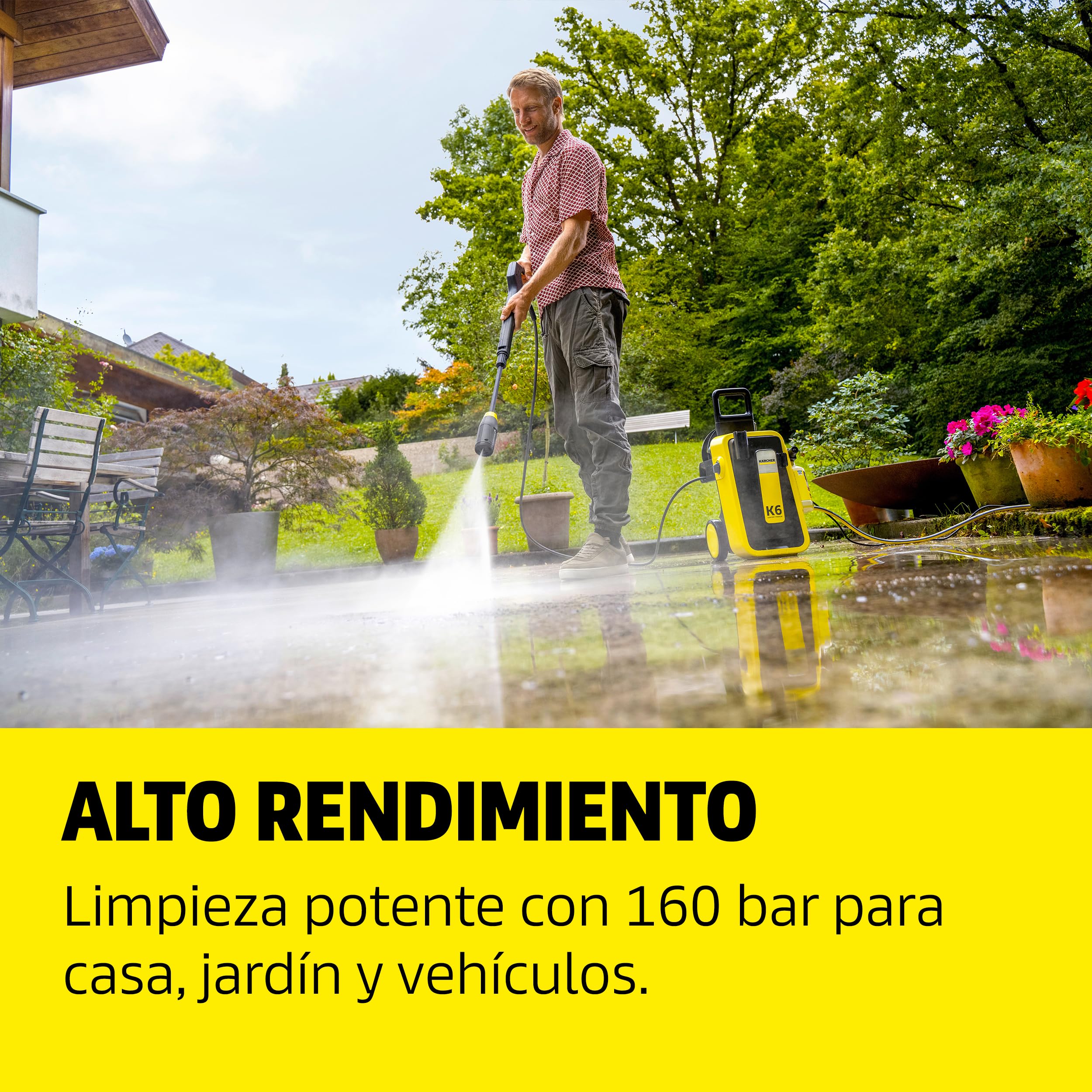 Kärcher hidrolimpiadora K 6 Comfort Premium Home, presión: 160 Bar, caudal: 510 l/h, Superficie: 50 m²/h, Peso: 18,2 kg, Manguera de Alta presión, enrollador de mangueras, Multi Jet 4 en 1, Kit Home
