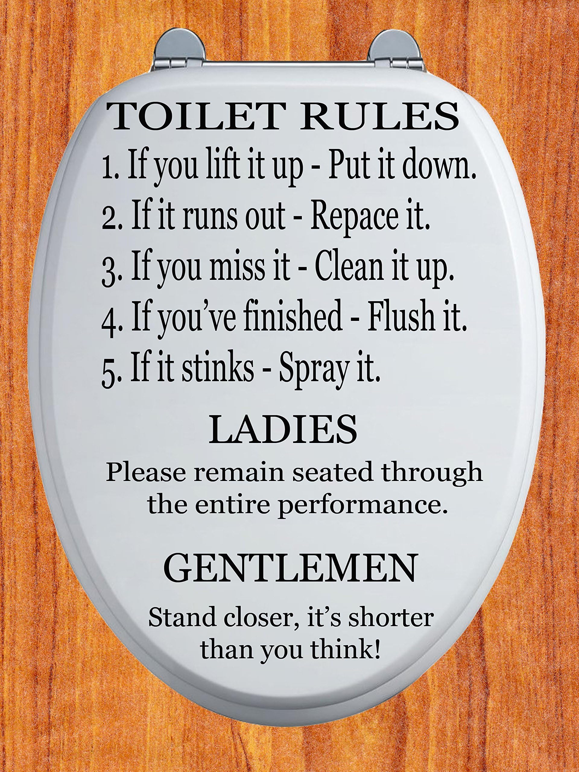 Aluminium 8x6 sign/plaque featuring"Toilet Rules"