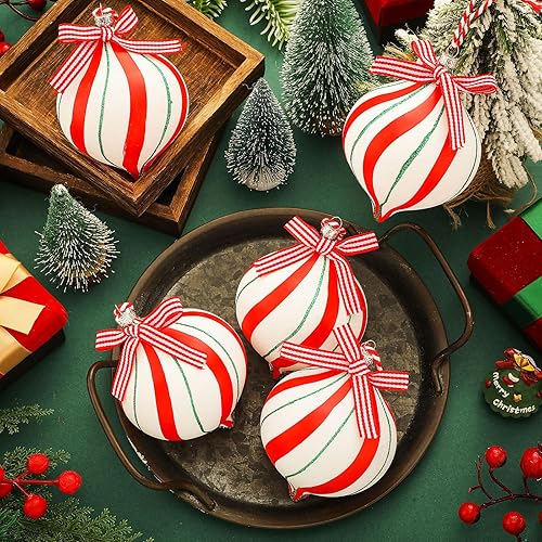 Miniatura 5 de Retrowavy 24 piezas de decoraciones navideñas de menta, caramelo de menta, adornos para árbol de Navidad, bolas de caramelo inastillables, adornos