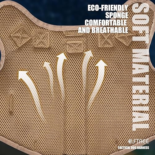 Miniatura 10 de Arnés táctico para perro, 2 hebillas de metal, arnés reflectante militar para perro con soporte oculto para Airtag y asa, chaleco ajustable para