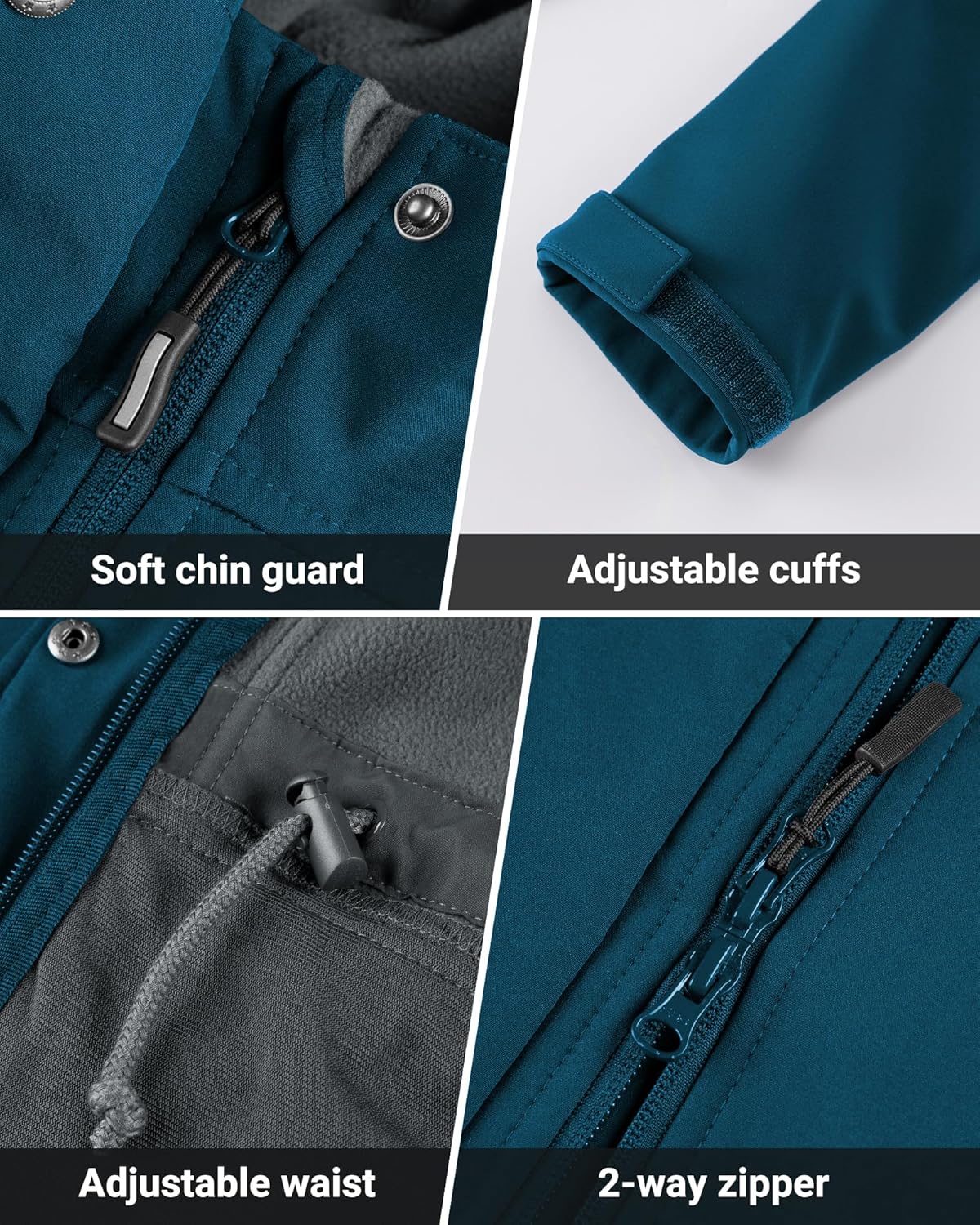 Outdoor Ventures Women's Lightweight Waterproof Fleece Lined Hooded Softshell Rain Jacket, Warm Windbreaker Long Coat - Image 4