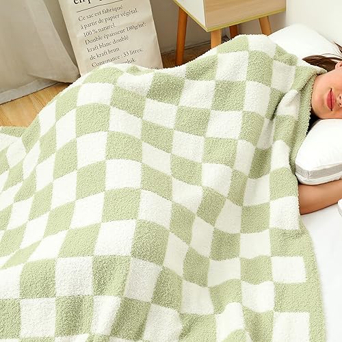 Miniatura 10 de Manta de cuadros ultra suave y acogedora manta reversible de punto mullido, manta reversible de forro polar para sofá, cama, viajes, grafitocarbono,