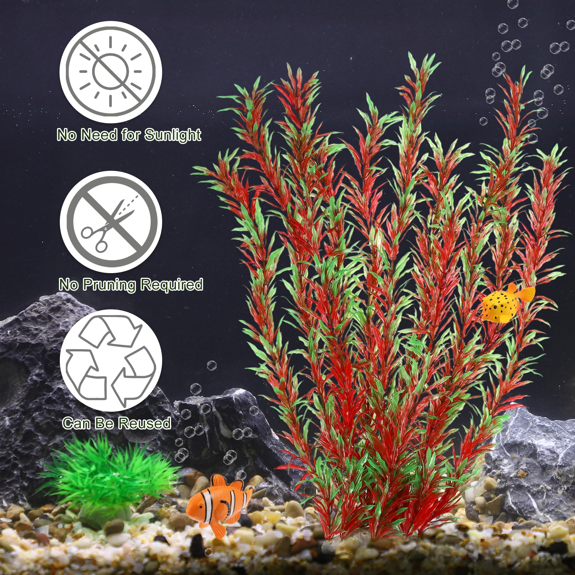 CAPASTEC Large Aquarium Plastic Plants, Tall Aquarium Plants - Image 4