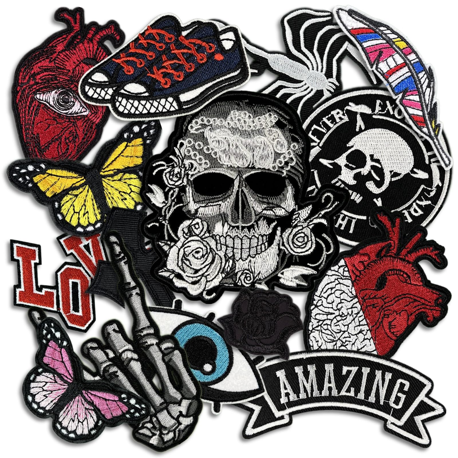 Dark Embroidered Applique Iron On Patches for Clothing, Rock Band Patches for Jackets, Cool Sew Patch for Backpacks, Jeans, Hats, DIY Accessories (