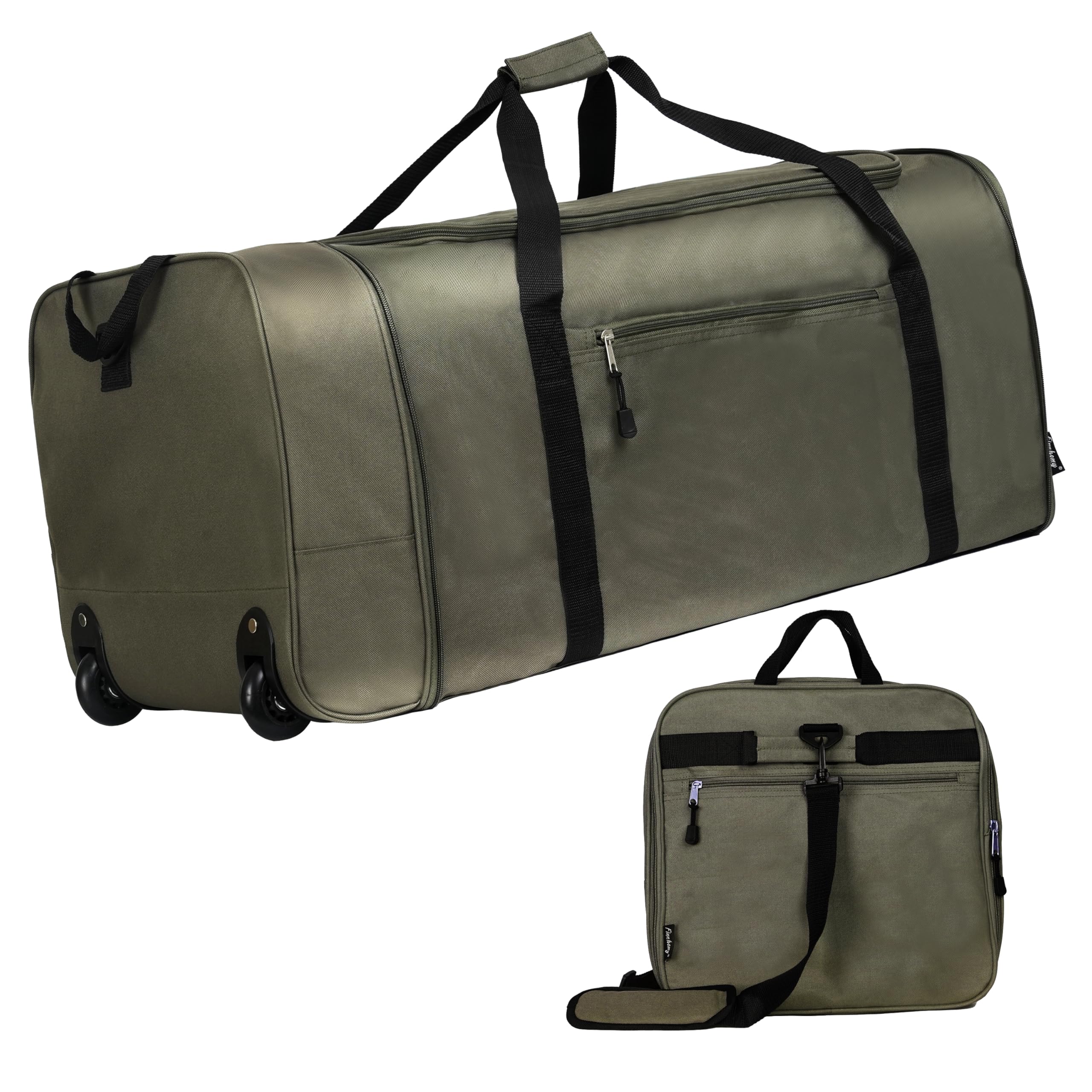 Finnhomy 100L Foldable Rolling Duffel Bag with 2 Wheels, Light Weight Travel Duffel bag with Large Loading Capacity, 32 inch Rolling Duffel bag with