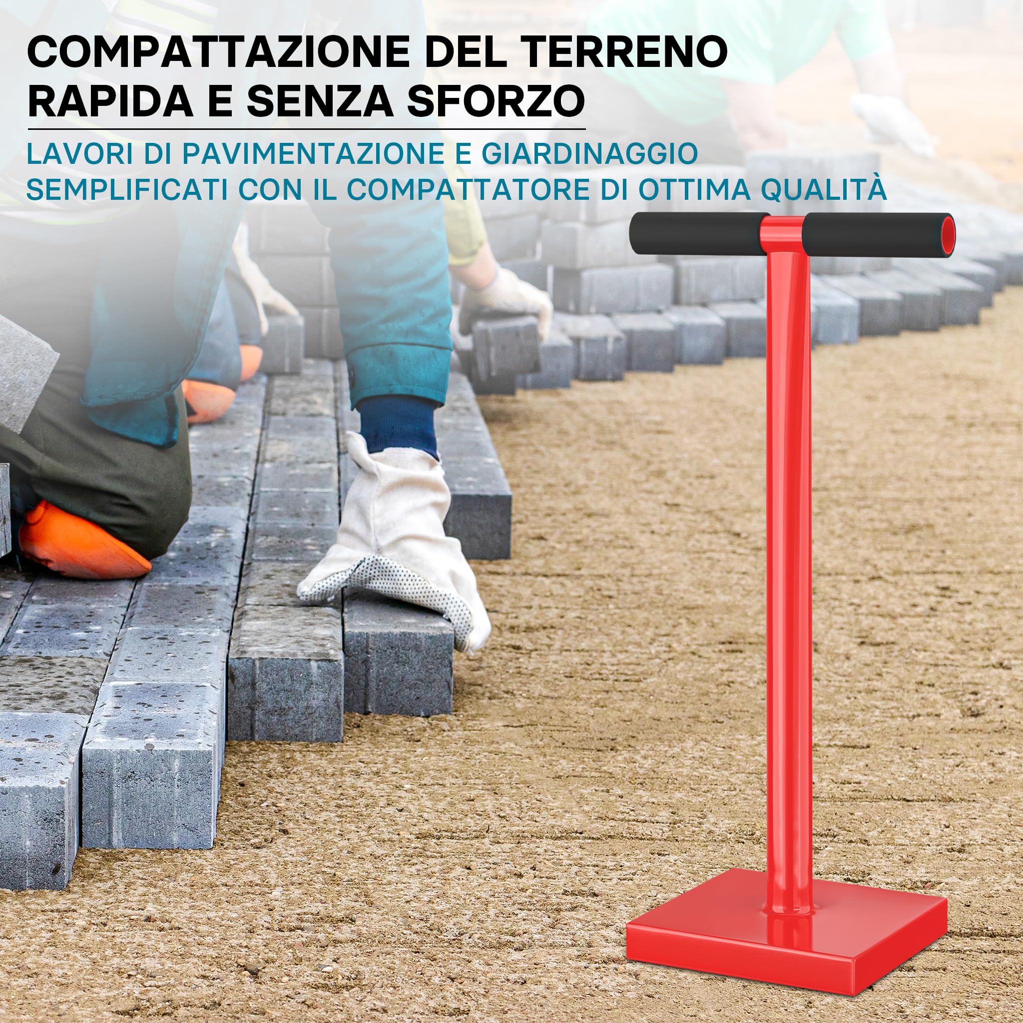 Costipatore manuale 11,5 kg in acciaio piastra di 20x20cm Compattatore terreno
