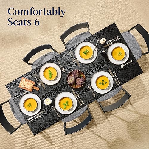 Miniatura 4 de Best Choice Products Juego de mesa de comedor moderno de 7 piezas, juego de mesa de cocina, mesa de comedor con 6 sillas, cojines tapizados, marco