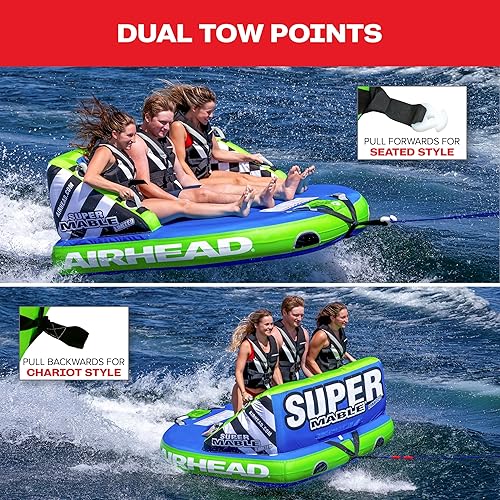 Miniatura 24 de Airhead Tubo inflable remolcable Mable, modelos de 1-4 jinetes, puntos de remolque duales, cubierta completa de nailon, almohadillas de espuma EVA