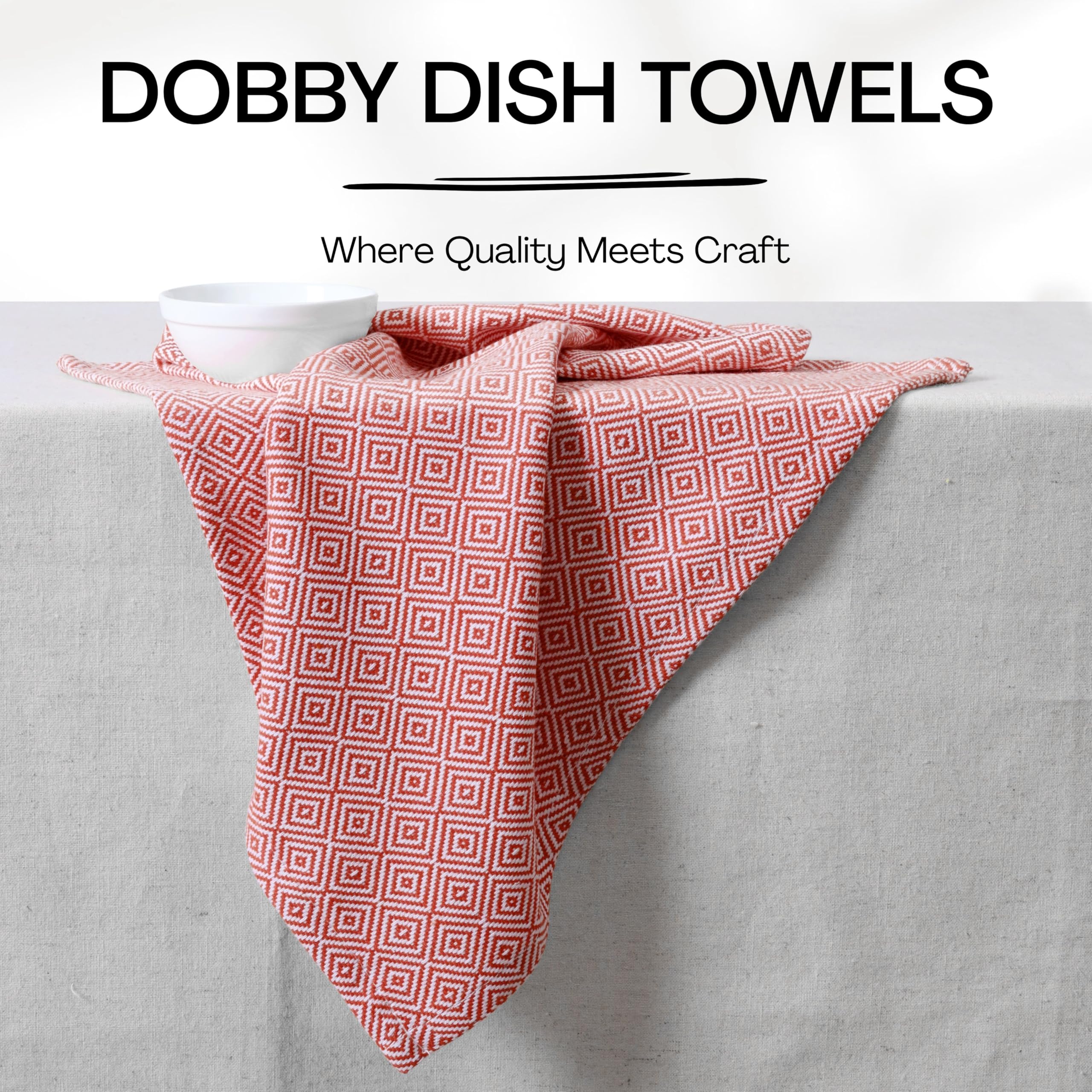 Strofinacci da cucina Rust (confezione da 12), 100% cotone, 40 x 66 cm, riutilizzabili, super assorbenti e ad asciugatura rapida, set di asciugamani con motivo a rombi, resistenti per