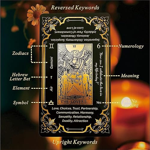 Miniatura 2 de Juego de cartas de tarot de oro negro, cartas de tarot para principiantes con significados, cubierta de bordes dorados dorados con libro guía