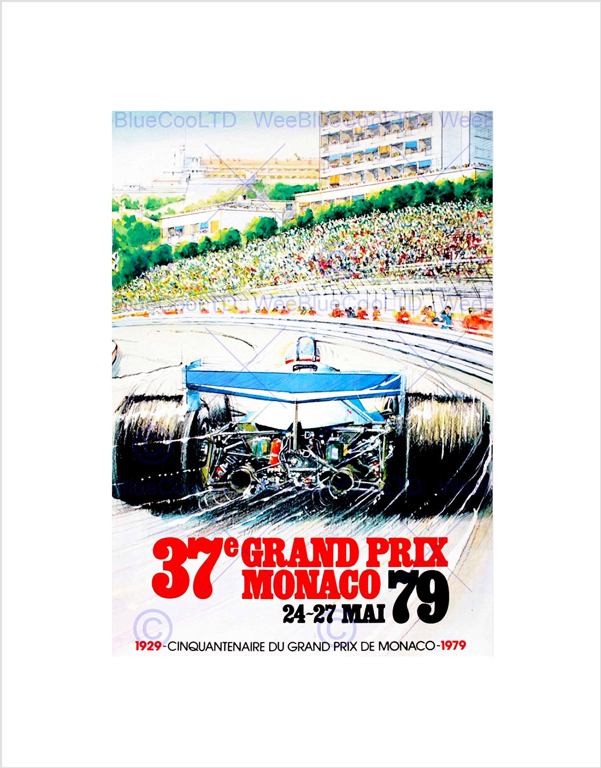 Wee Blue Coo VINTAGE ADVERT TRANSPORT GRAND PRIX MONACO NEW FRAMED ART PRINT MOUNT B12X11463