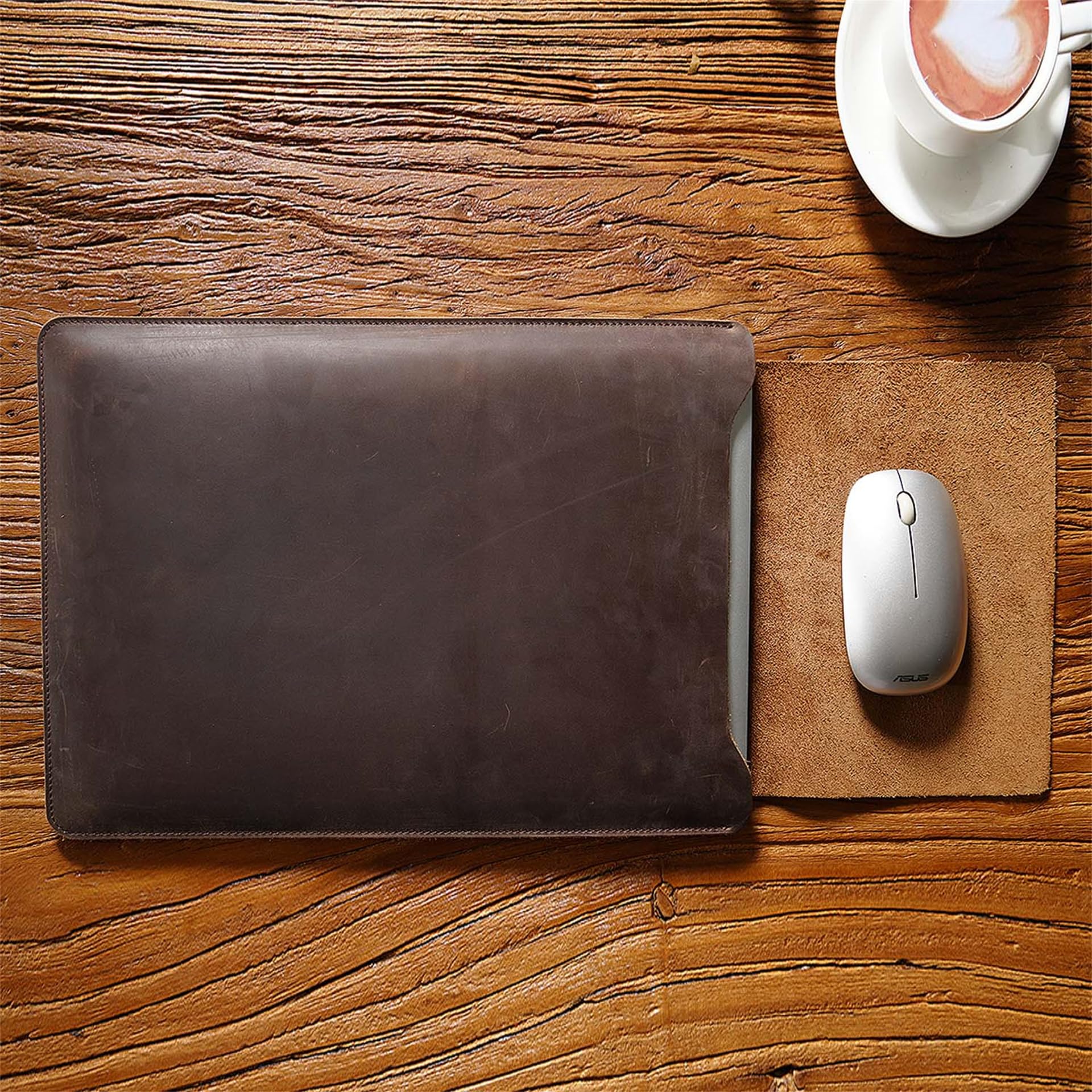 Laptophülle aus echtem Leder für MacBook Pro & Air Fits12, 13, 14 Zoll, Vintage Leder Tablet Innentasche