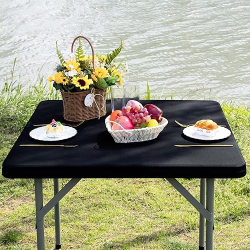 Miniatura 3 de Nacuci Funda Cuadrada Ajustable para Mesa, Mantel Elástico de 3 pies, de Spandex Elástico, Cubierta de Mesa para Interiores y Exteriores, para