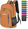 Bekahizar 20L Ultra Light Weight Backpack Foldable Hiking Daypack Rucksack Water Resistant Travel Day Bag for Men Women Kids Outdoor Camping Mountaineering Walking Cycling Climbing Orange