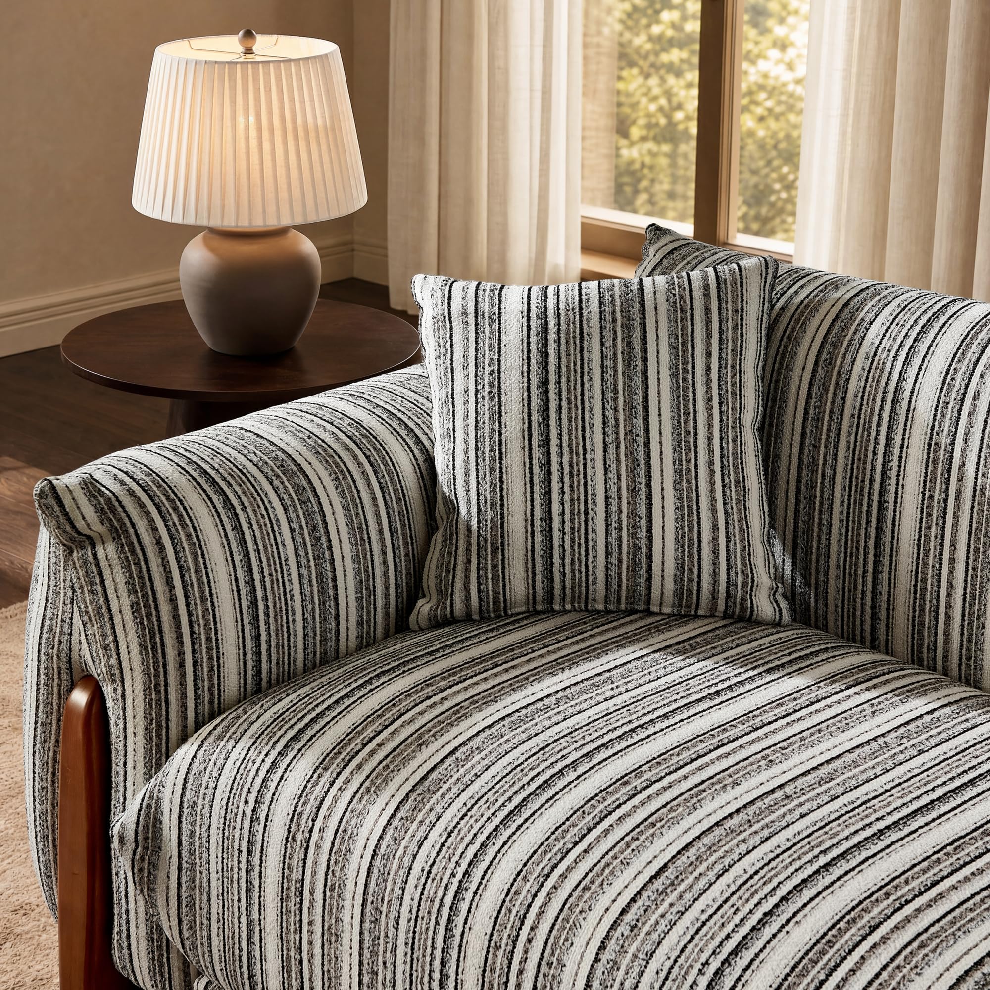Best Striped Sofa Picks for 2026: Ranked 1 Farati 93' Striped Chenille Couch, Modern 3-Seater Sofa with 2 Throw Pillows and — product photo