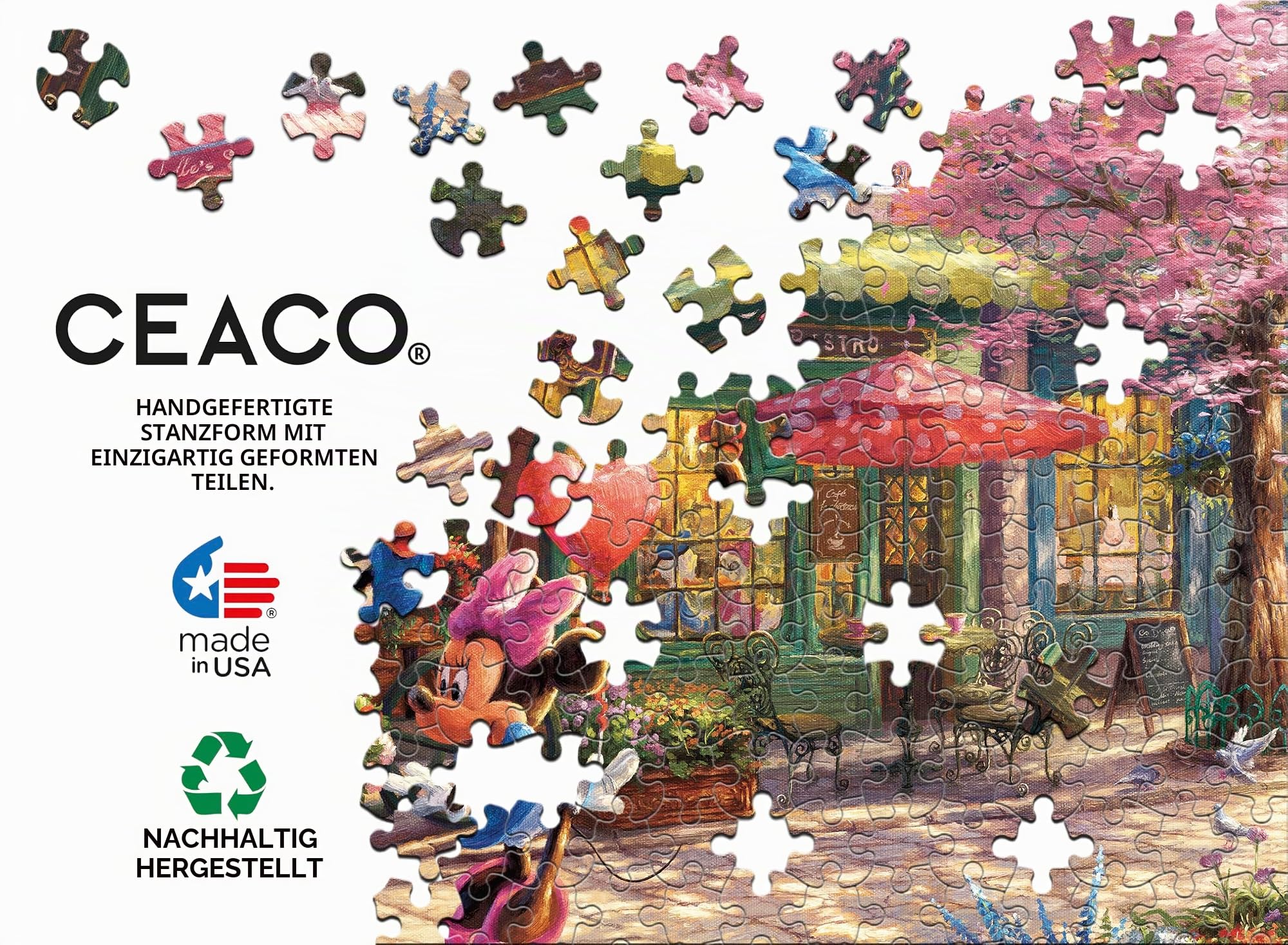 Ceaco - Thomas Kinkade - Disney - Mickey & Minnie Sweetheart Café - Puzzle mit 1000 Teilen