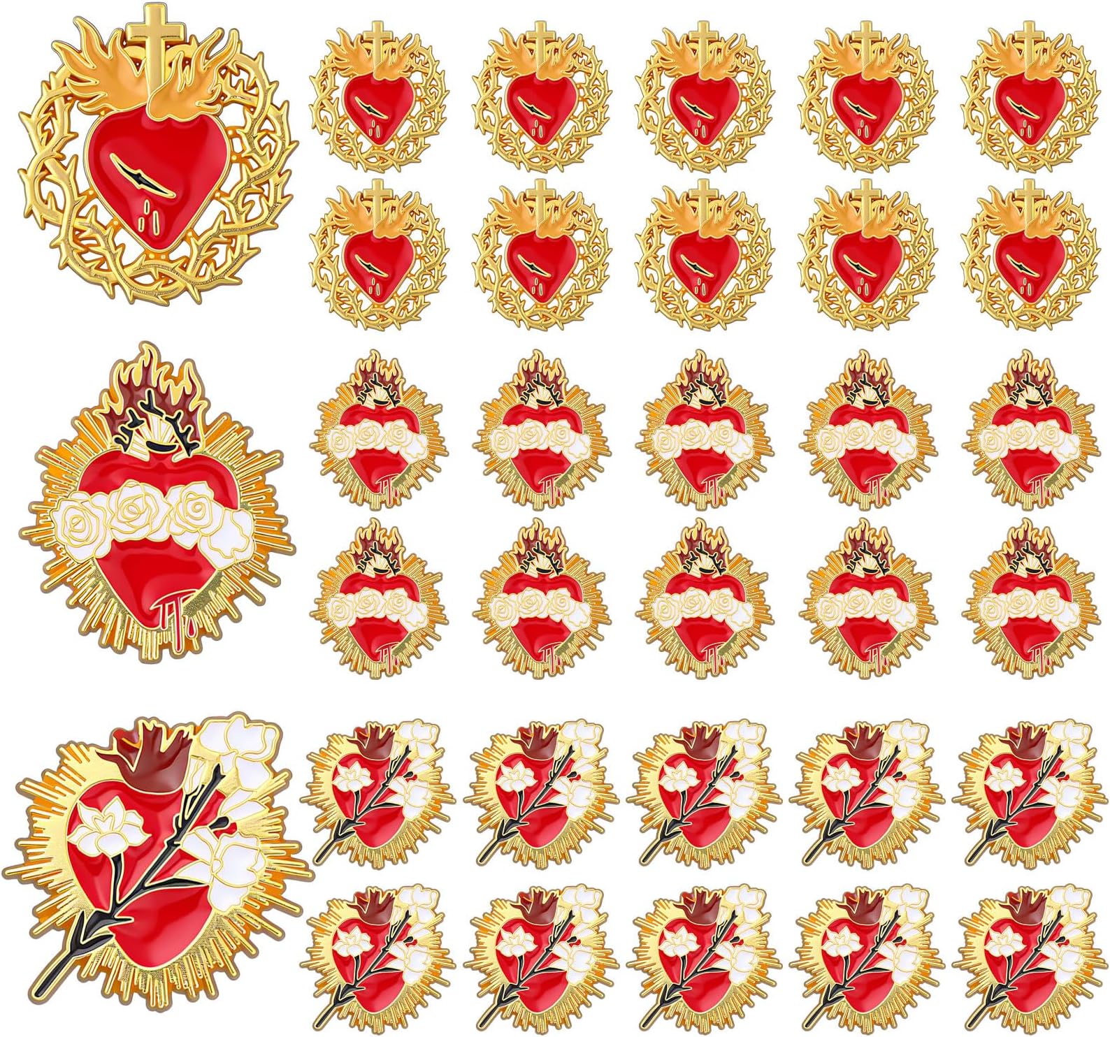 Easter Pin Sacred Heart of Jesus Pin Bulk Christian Cross Enamel Lapel Brooch for Clergy Appreciation Gift Church Funeral